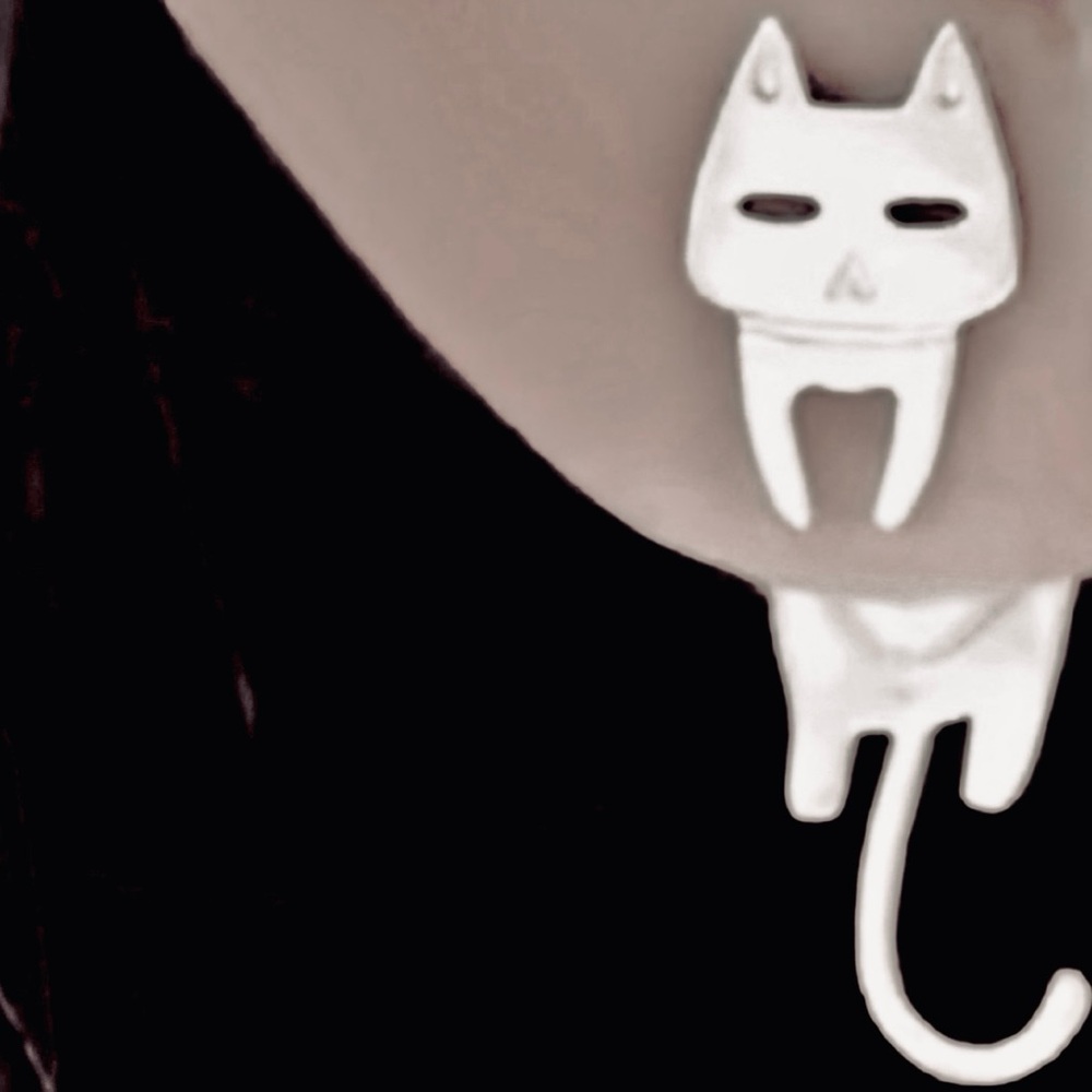 “Flat Cat” Silver Grumpy Kitten Whimsy Cartoon Full Body Curly Tail Ear Jackets - Picture 6 of 15